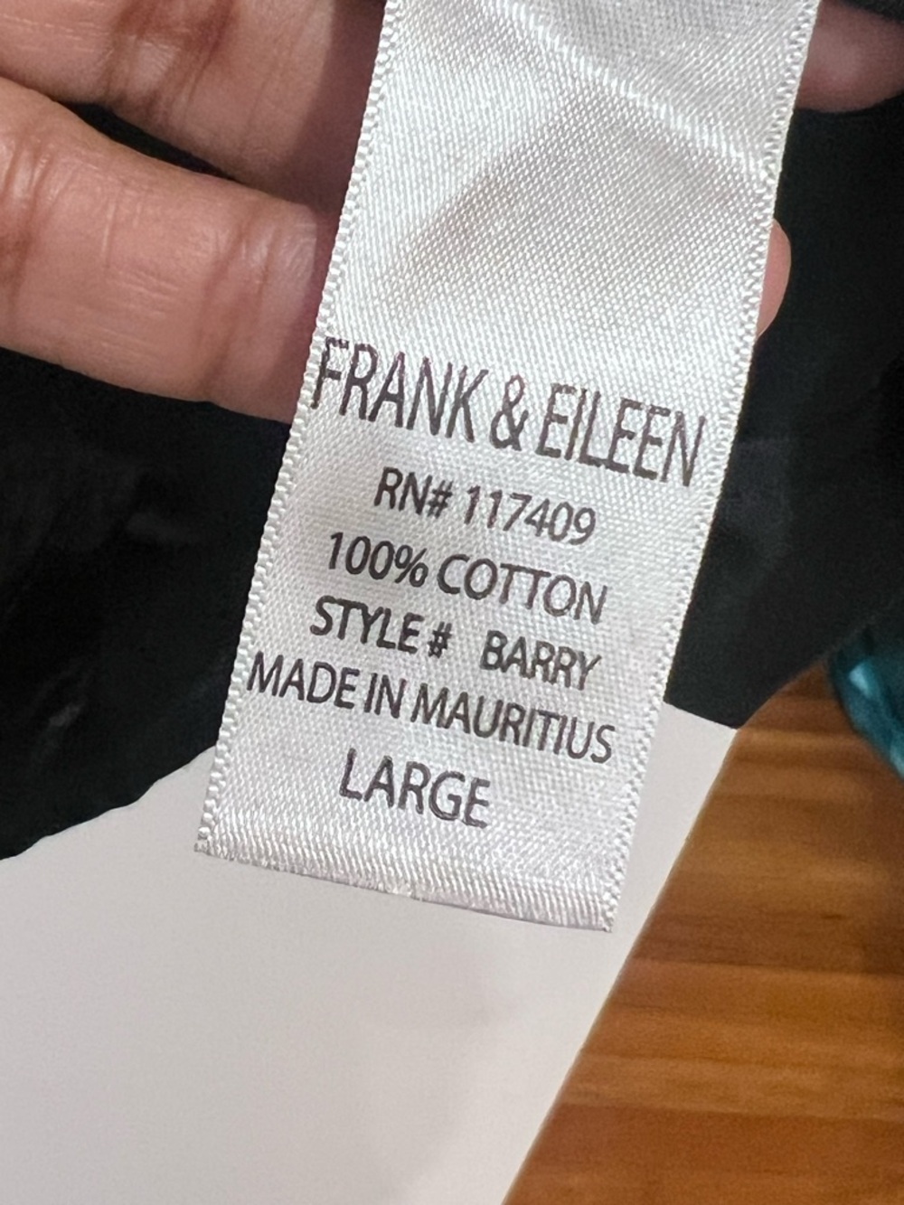 EUC Frank & Eileen Barry Black Tailored Cotton Voile Button Up Shirt - Picture 7 of 8